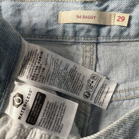 Levis Womens Y2K Style Mid Rise 94s Baggy Wide Leg Jeans Sz 29 Lightwash Skater - Picture 8 of 15